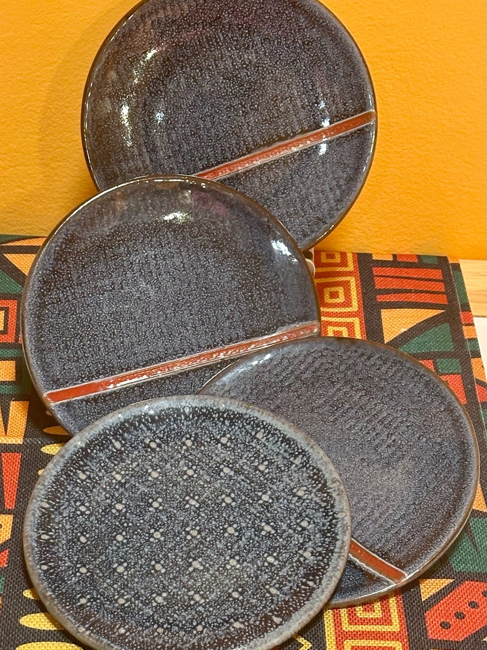 Levi's x Target Stoneware Denim Appetizer Plates Red Stripe Set of 4